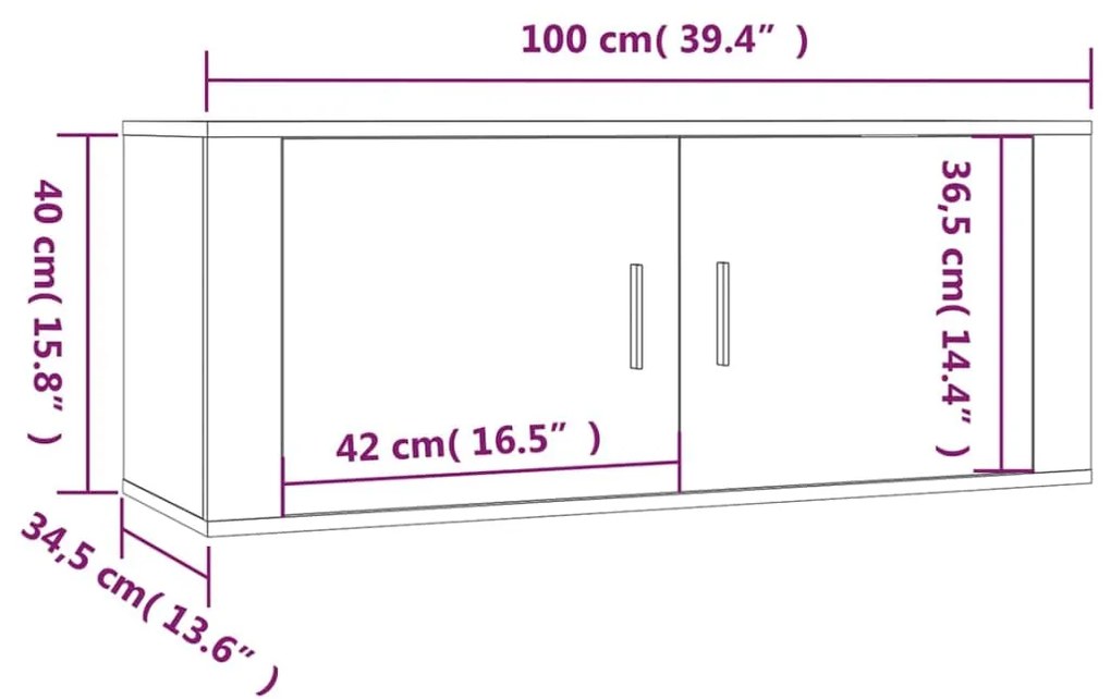 Conjunto móveis de TV 2pcs madeira processada carvalho castanho