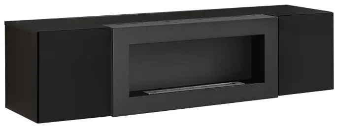 Armario colgante con chimenea modelo Kaira lumbre (160x40cm) en negro