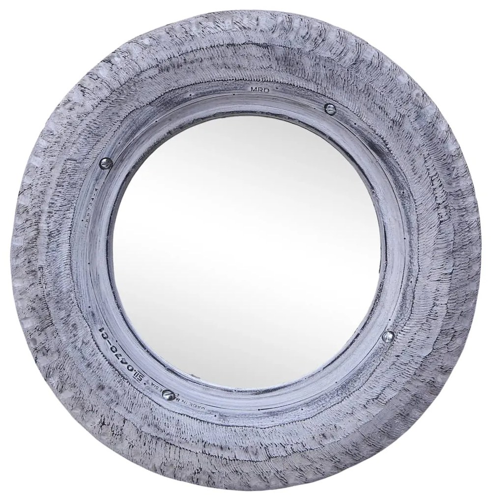 vidaXL Espelho 50 cm pneu de borracha recuperado branco