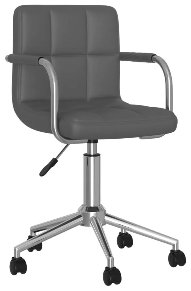 vidaXL Cadeira de jantar giratória couro artificial cinzento