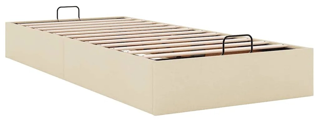 Estrutura de cama otomana sem colchão 90x200 cm tecido creme