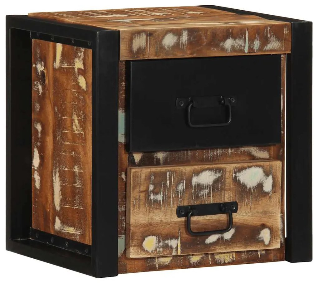 Mesa de cabeceira multicor 40x35x40cm madeira maciça recuperada