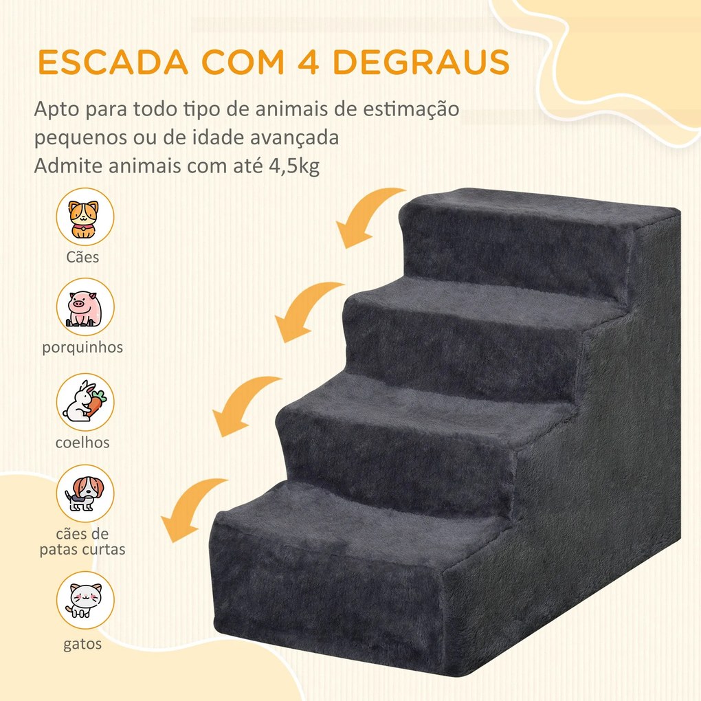 PawHut Escada para Animais de Estimação com 4 Degraus 2 em 1 com Capa