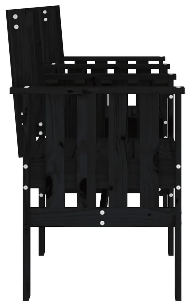 Banco de jardim 2 lugares com mesa pinho maciço preto