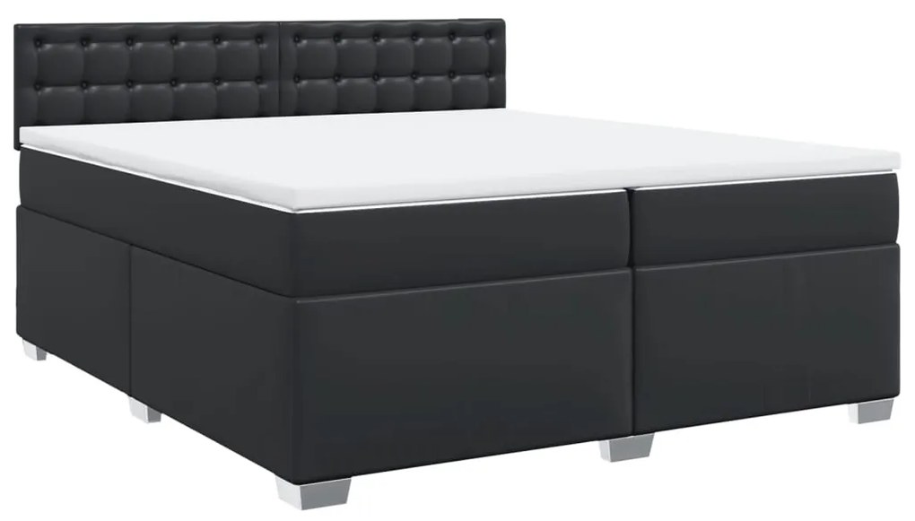 Cama com Molas/Colchão e Luzes Led - 200x200 cm - Couro Artificial Pre