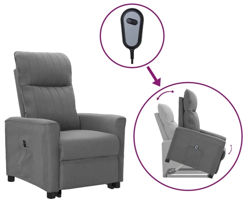 vidaXL Poltrona elevatória tecido cinzento-claro
