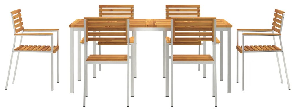 Conjunto de Jantar para Jardim vidaXL 7 Peças Madeira Sólida de Acácia