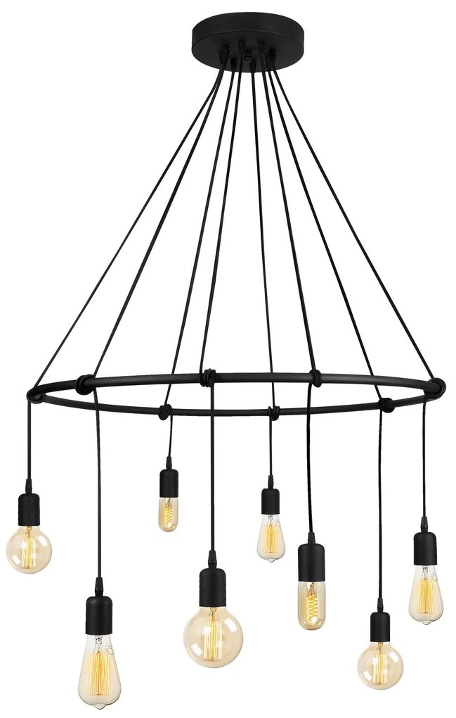 Candeeiro Salkim – Preto – Diâmetro 80 cm, Altura Ajustável até 180 cm