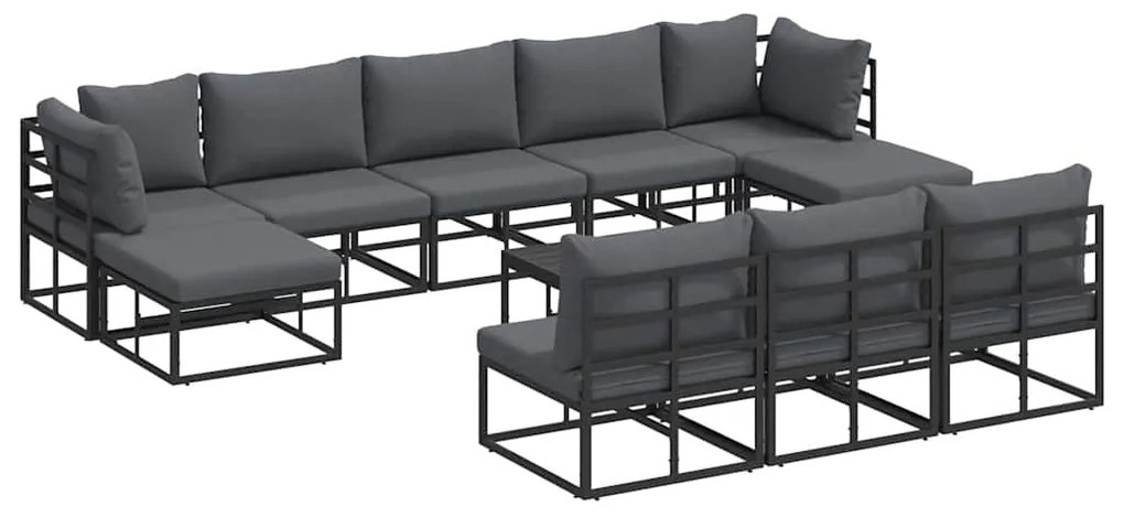 Conjunto de Sofá de Jardim 11 pcs Preto 70 x 70 x 32 cm
