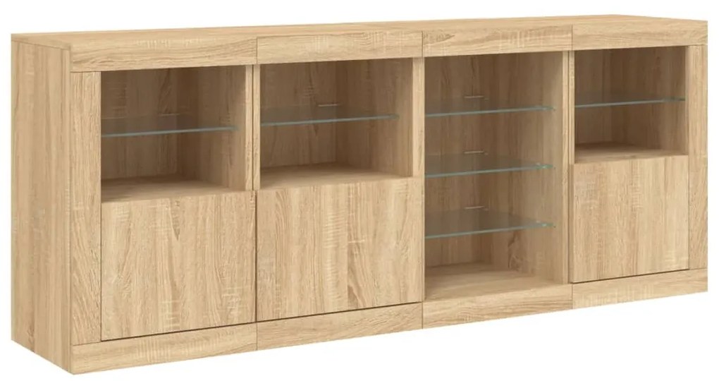 Aparador com luzes LED 164x37x67 cm carvalho sonoma