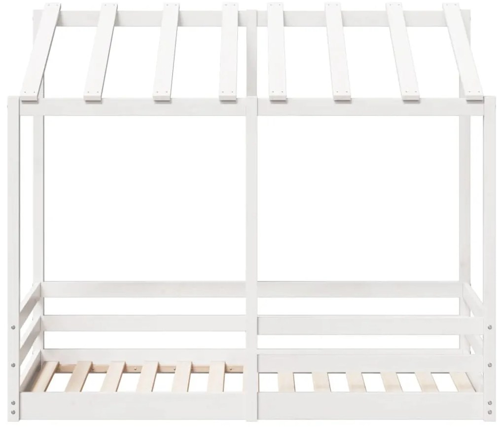 Cama infantil com telhado 80x160 cm pinho maciço branco