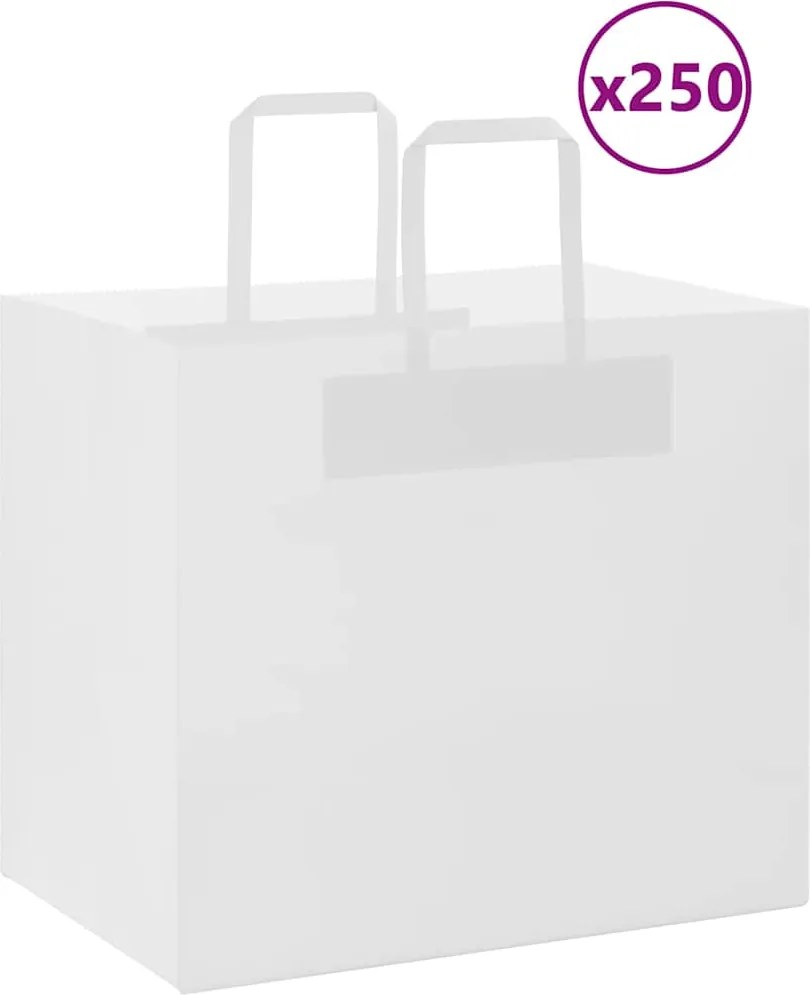 vidaXL Sacos de papel 250 unid com alças branco 32x22x28 cm