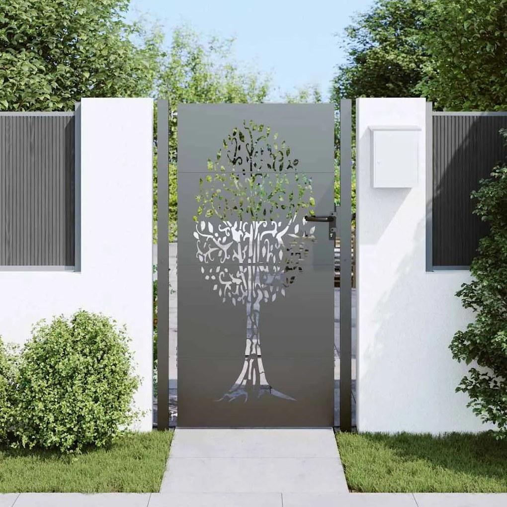 Portão de Jardim Preto 105 x 175 cm Aço com Revestimento em Pó