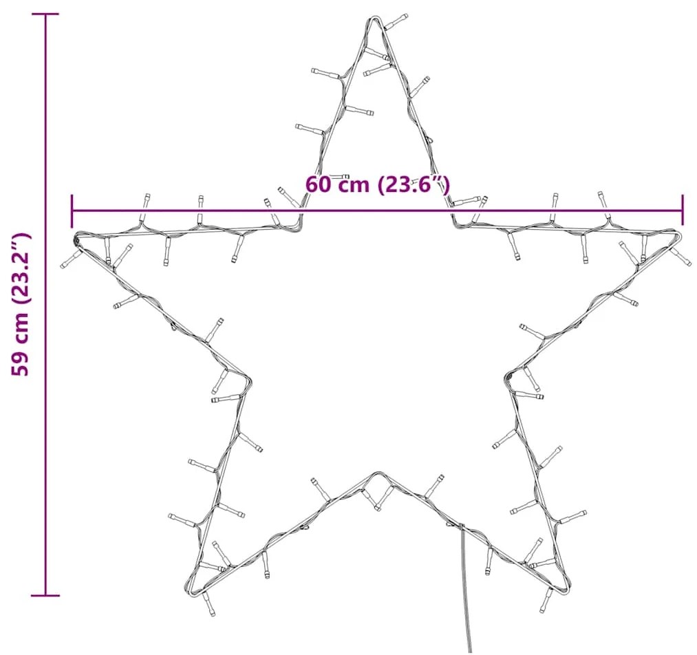 Luzes de Natal silhueta estrela 80 LEDs branco quente