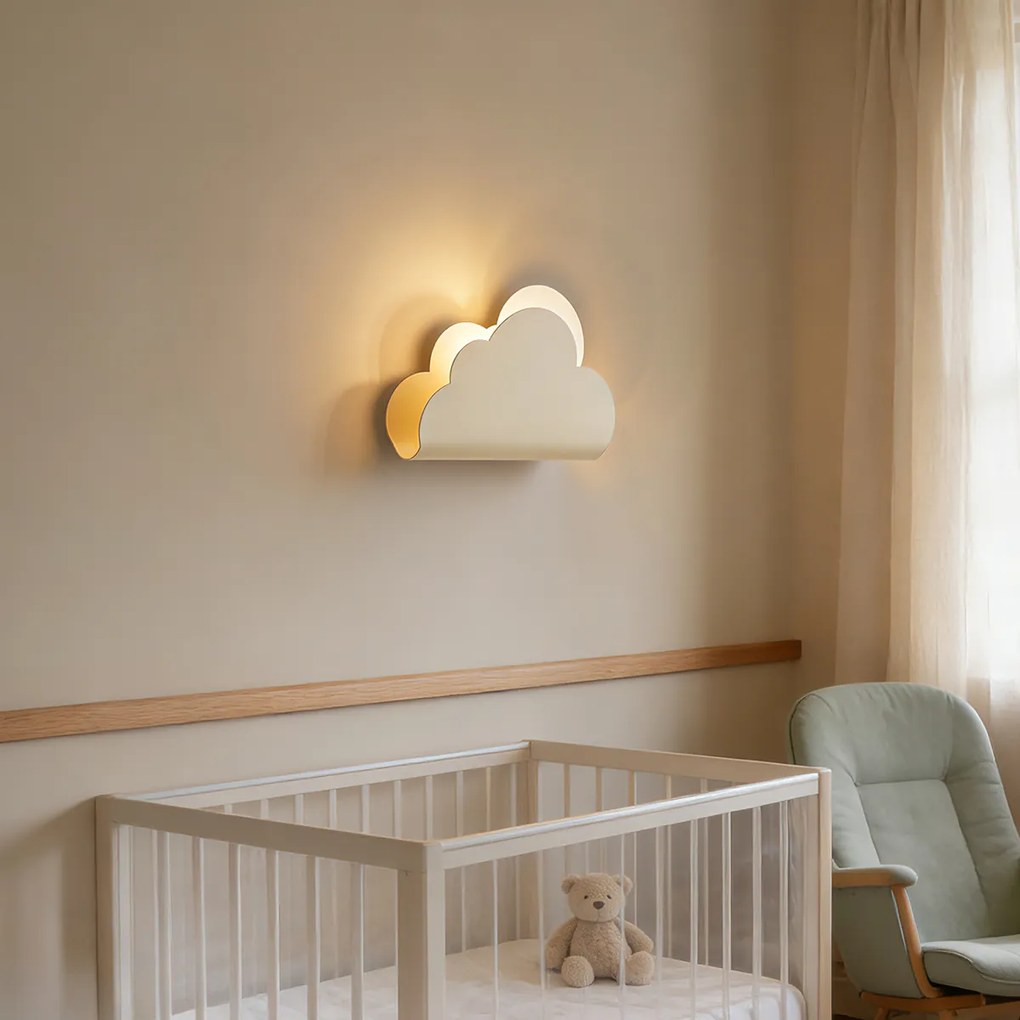 Candeeiro de parede infantil bege nuvem com sol - Cloudy
