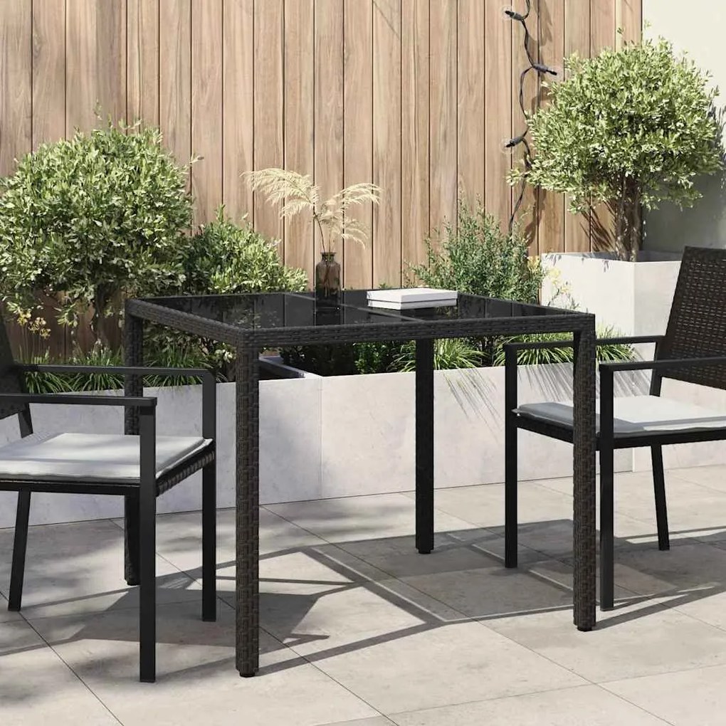 vidaXL Mesa de Jardim Preto 90 x 90 x 75 cm vime PE