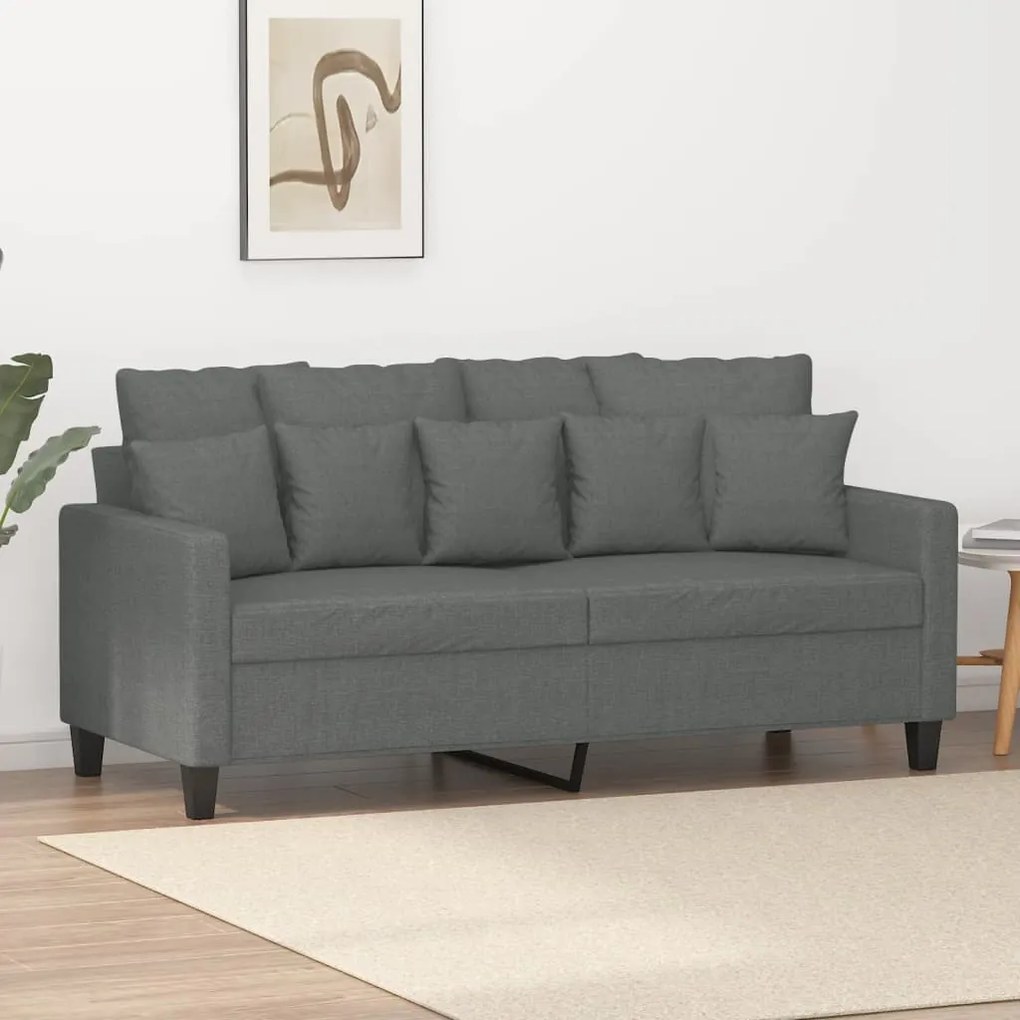 Sofá de 2 lugares em tecido 140 cm cinzento-escuro