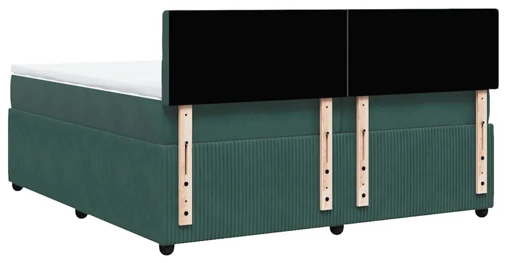 Cama com molas/colchão 200x200 cm veludo verde-escuro