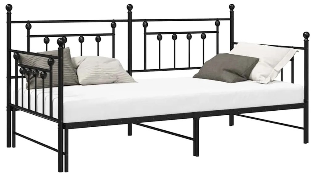Estrutura de Daybed com Cama Extra VidaXL Preta 90x190 cm Aço