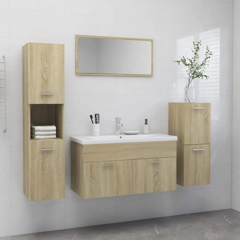 vidaXL Conjunto móveis casa de banho derivados madeira carvalho sonoma