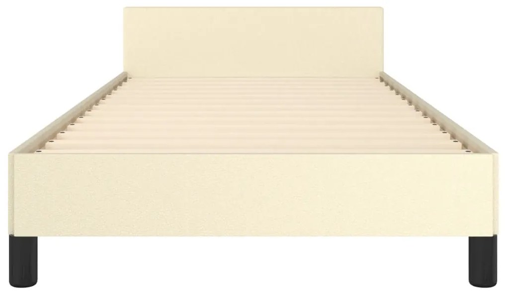 Estrutura de Cama Salu com Cabeceira em Couro Artificial Creme - 80x20