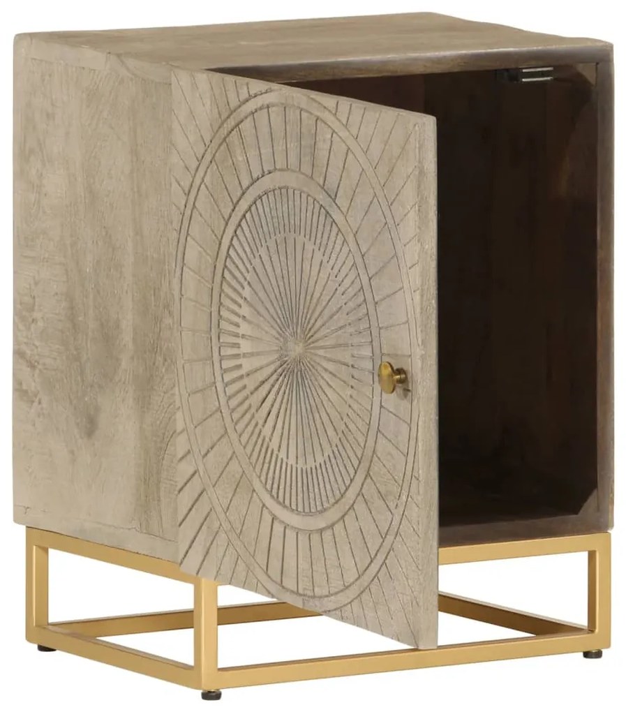Mesa de cabeceira 40x30x50 cm madeira de mangueira maciça/ferro