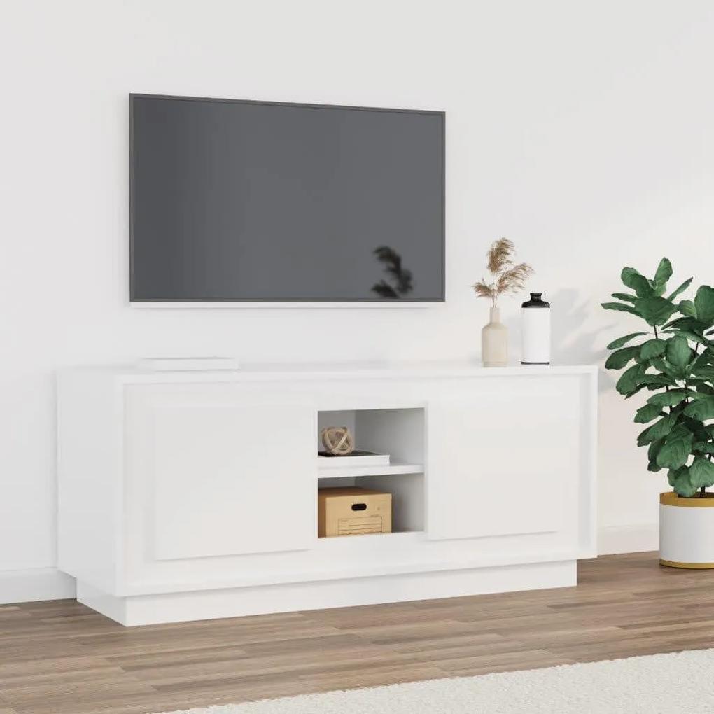 Móvel de TV 102x35x45cm madeira processada branco brilhante