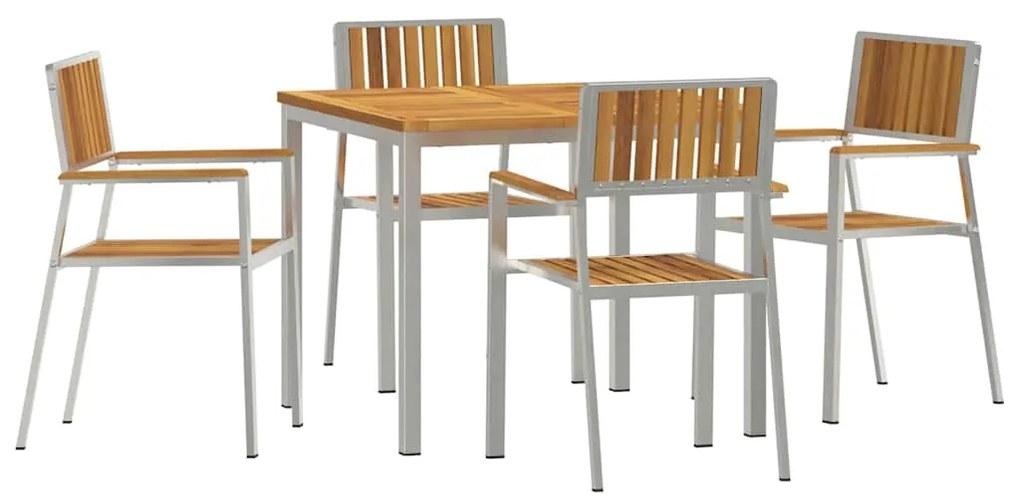 Conjunto de Jantar para Jardim vidaXL 5 Peças Madeira Sólida de Acácia