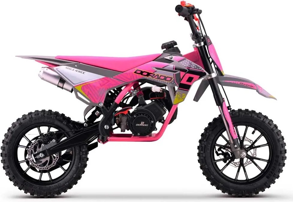 MINI MOTO Crianças MINICROSS gasolina DORADO MD3 49cc 2T 10/10" Com Limitador Velocidade Rosa