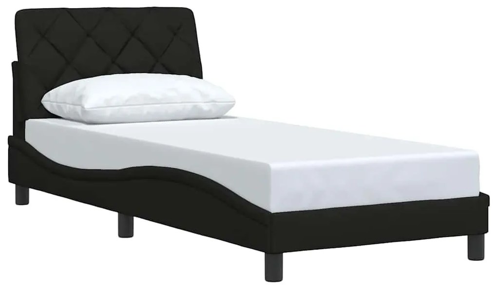 Estrutura de cama sem colchão 90x190 cm tecido preto