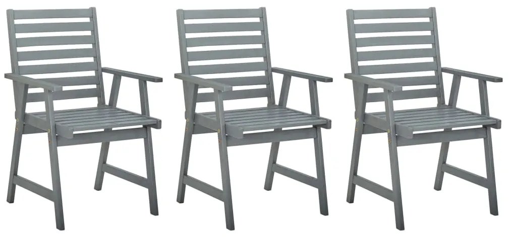 vidaXL Cadeiras de jantar para jardim 3 pcs acácia maciça cinzento