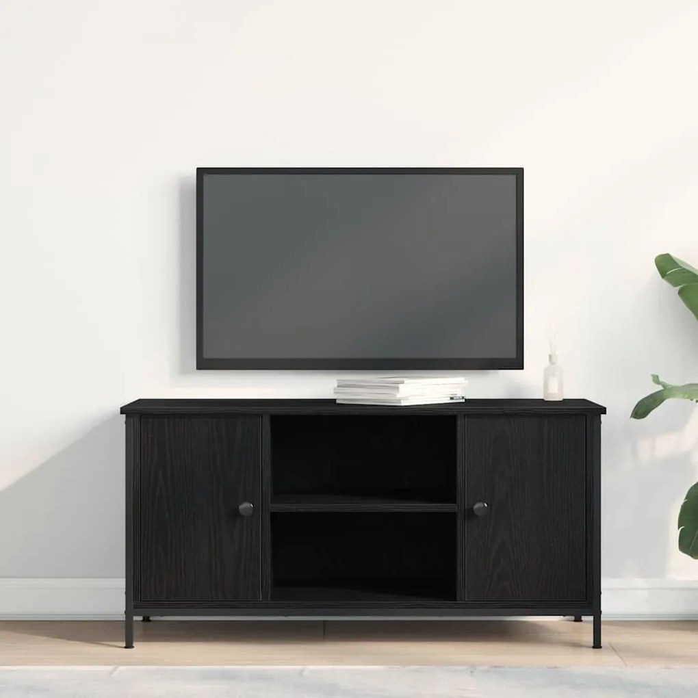 Armário de TV vidaXL Carvalho Preto 100x40x50 cm Madeira e Aço