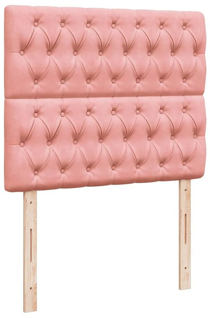 Cama box spring c/ colchão luzes e LED 120x190 cm veludo rosa