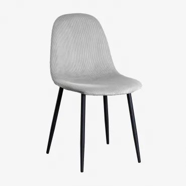 Glamm Estofada Cadeira De Jantar Preto & Bombazina Cinzento-marinho & Pana - Sklum