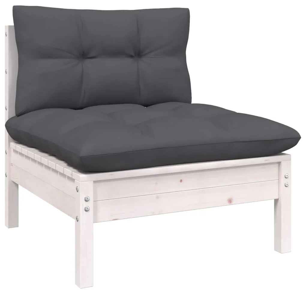 7 pcs conjunto lounge de jardim c/ almofadões pinho branco