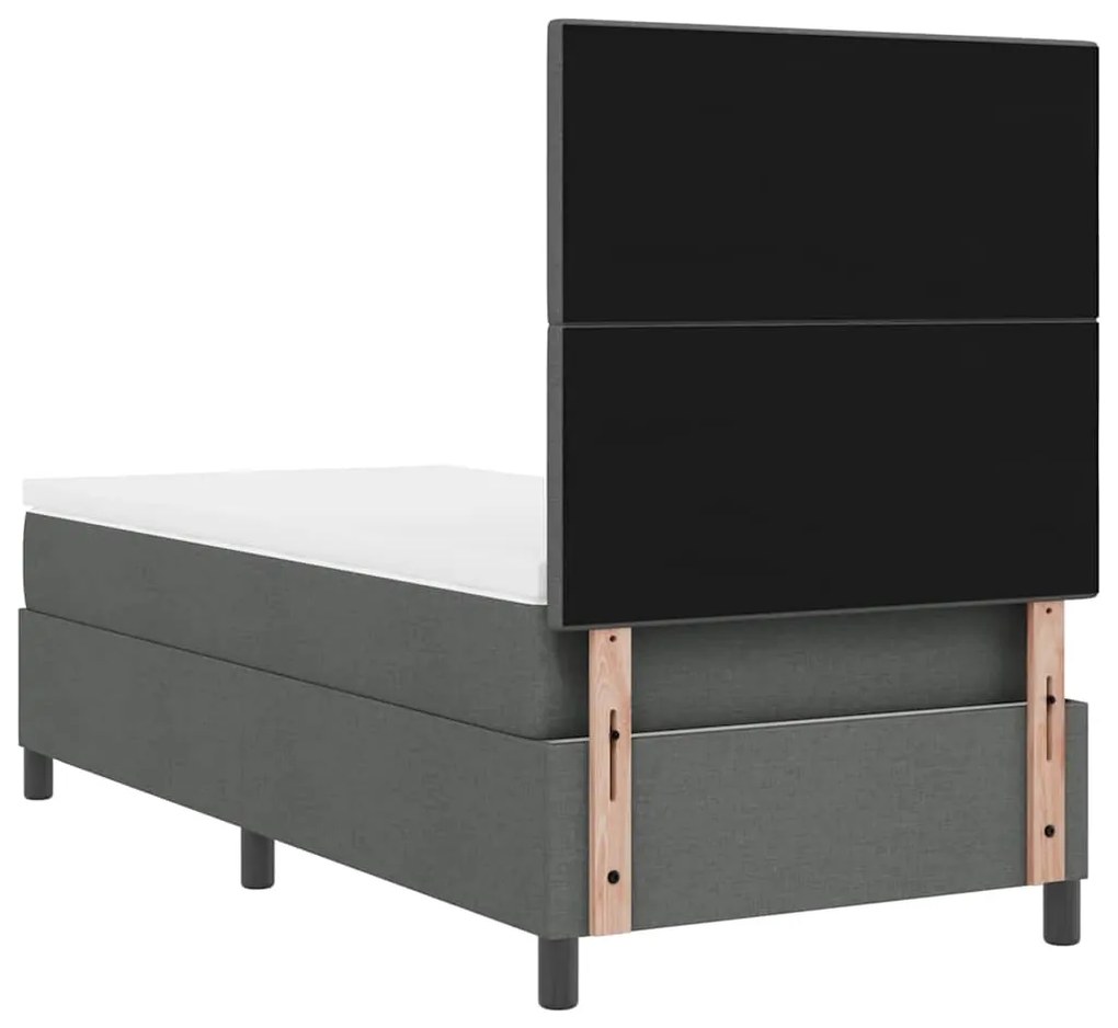 Cama box com colchão e LED em cinza escuro, 90 x 200 cm Tecido