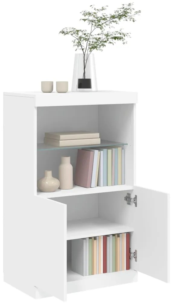 Aparador com luzes LED 60,5x37x100 cm branco