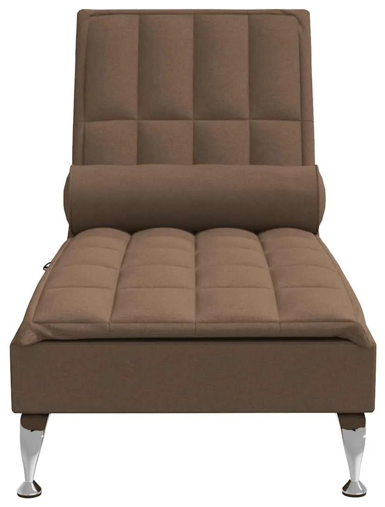 Chaise lounge de massagem com rolo tecido castanho