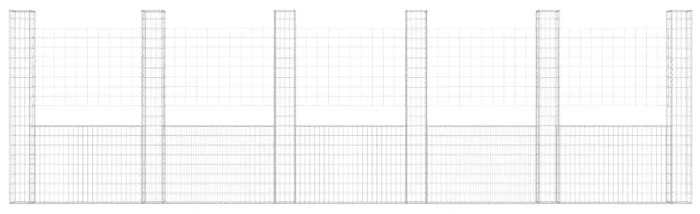 Cesto gabião em forma de U c/ 6 postes 620x20x200 cm ferro