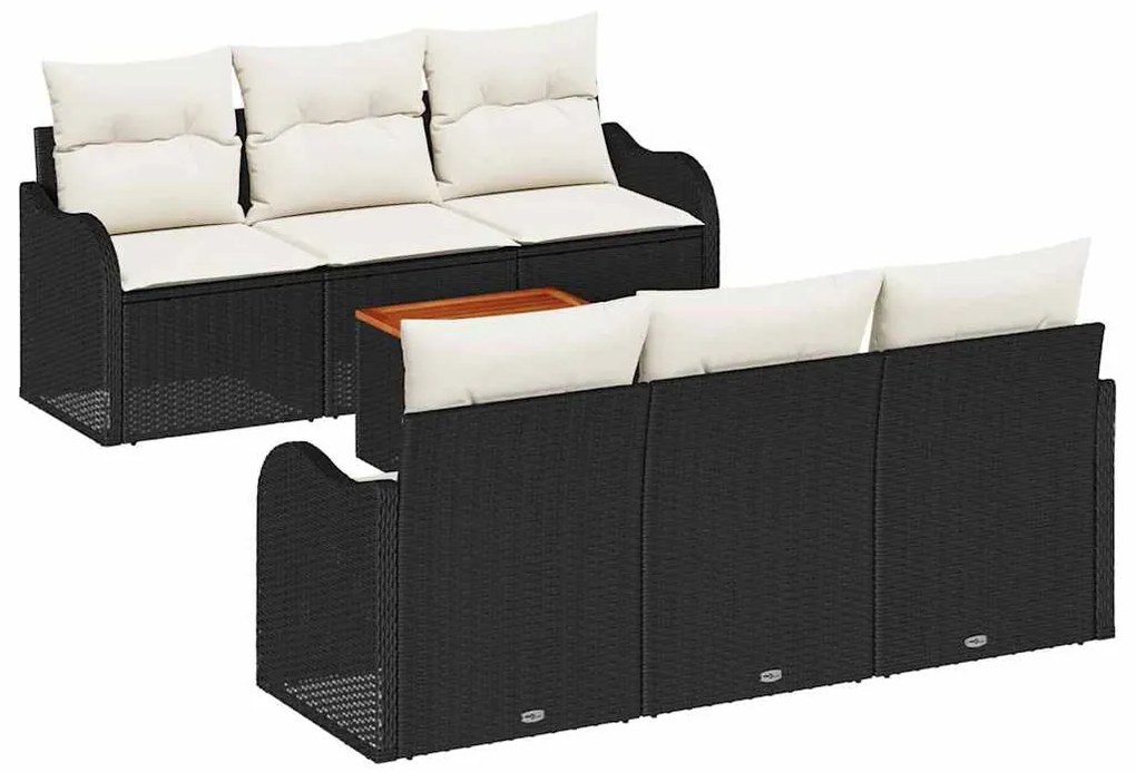 Conjunto de Sofá de Jardim 7 pcs Preto, branco 55 x 55 x 37 cm