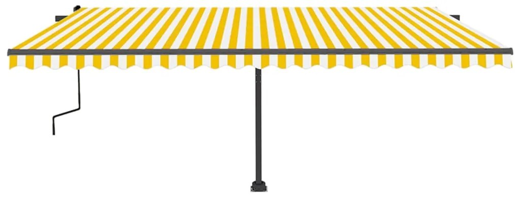 Toldo retrátil manual com LED 500x350 cm amarelo e branco