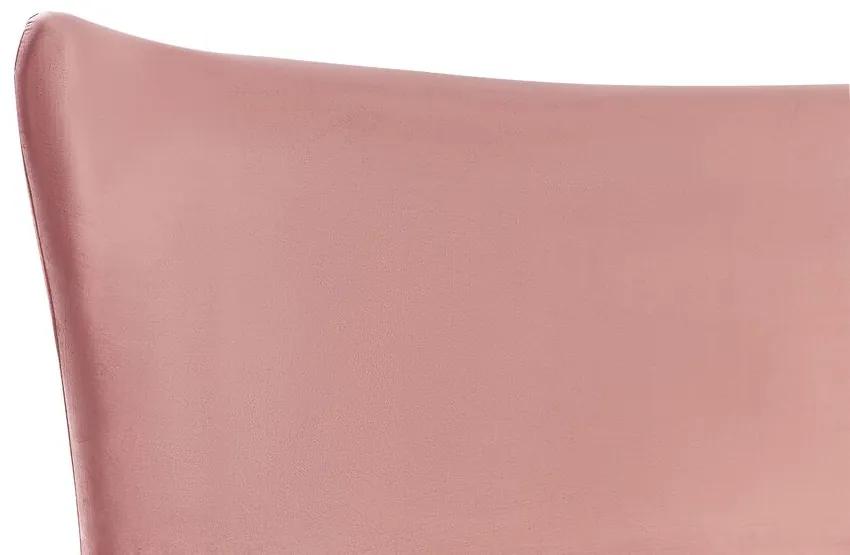 Cama de casal em veludo rosa 180 x 200 cm CHALEIX Beliani