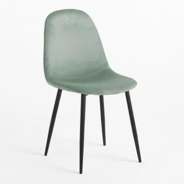 Pacote de 4 cadeiras de jantar de veludo Glamm Verde Hortelã & Preto - Sklum