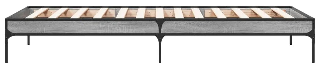 Estrutura de cama derivados de madeira e metal cinzento sonoma