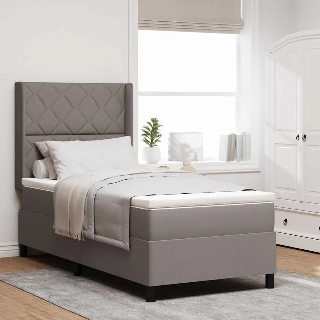 vidaXL Cama Box Spring LED Cinzento-acastanhado 100 x 200 cm tecido
