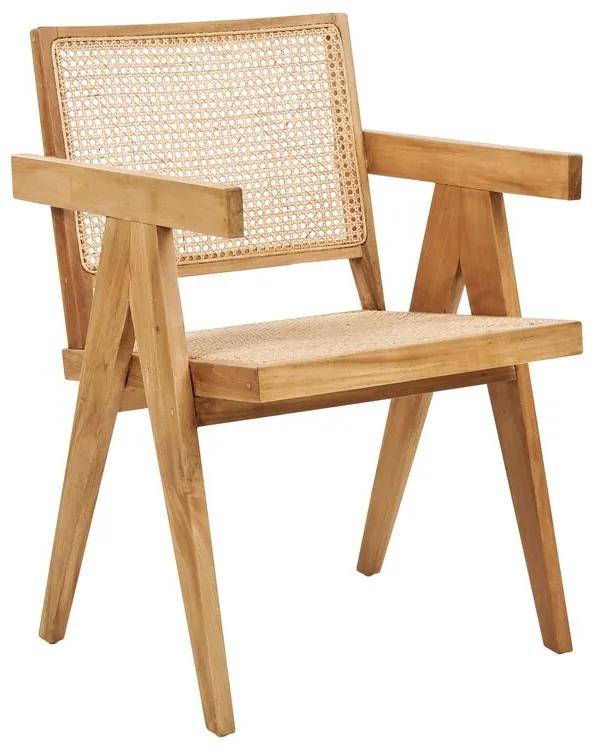 Cadeira de jantar em madeira mogno clara e rattan claro WESTBROOK Beliani