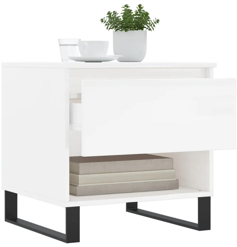 Mesas de centro 2pcs 50x46x50cm deriv. madeira branco brilhante