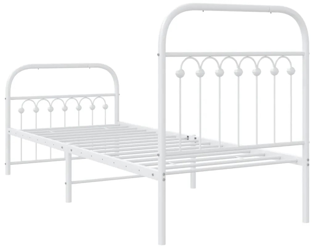 Estrutura de cama com cabeceira e pés 80x200 cm metal branco