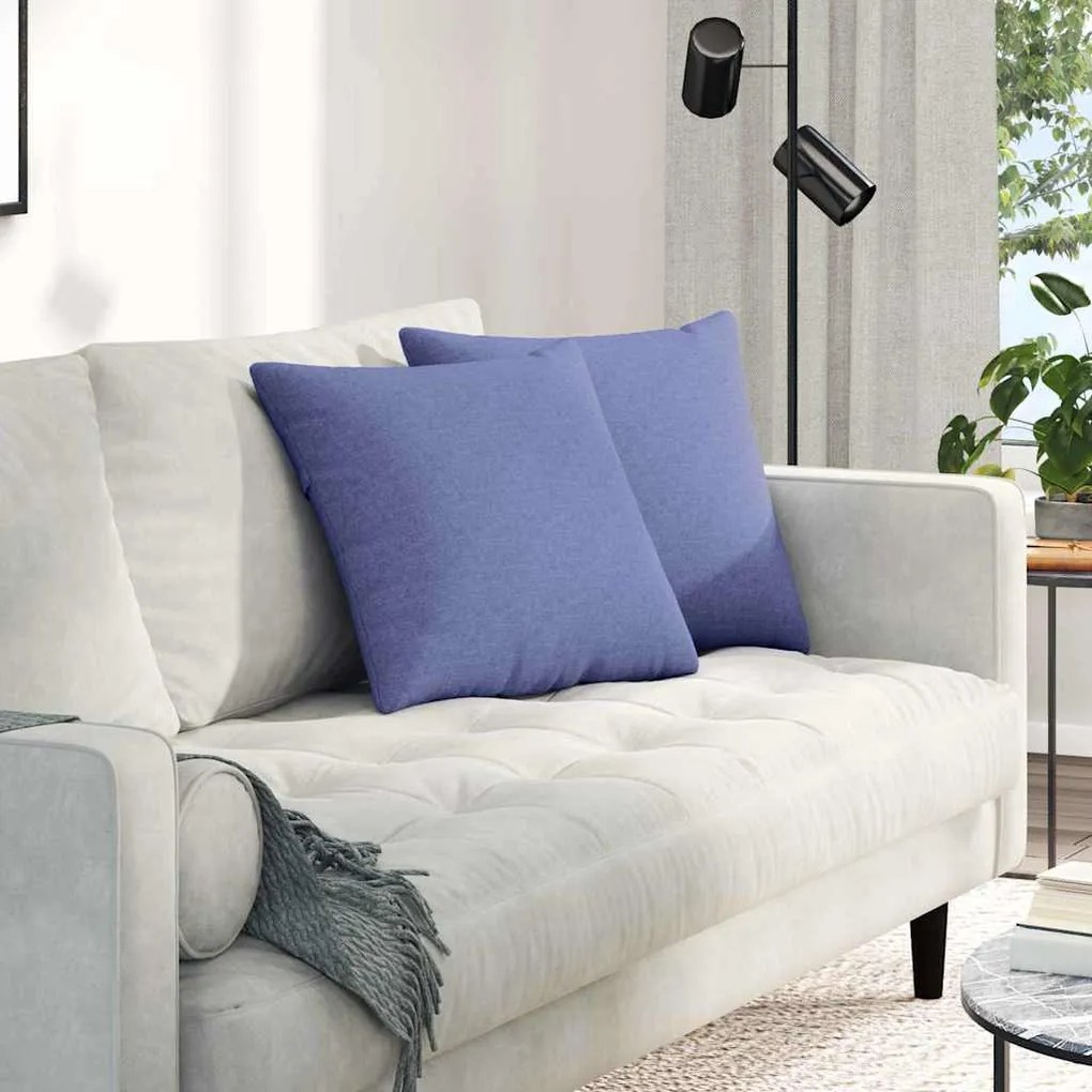 vidaXL Travesseiros de Sofá 2 pcs Azul Jeans 45 x 45 cm tecido