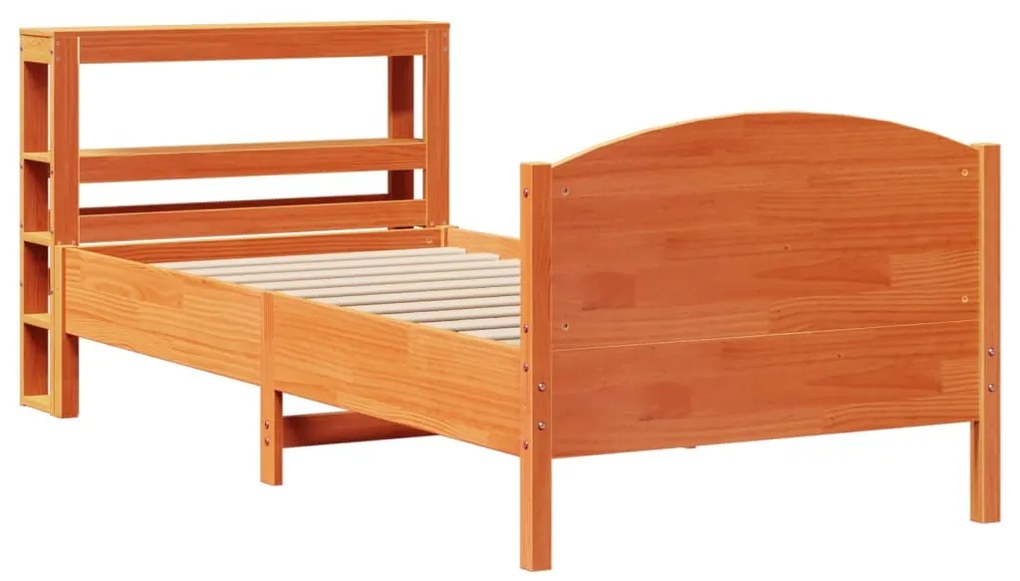 Cama sem colchão 100x200 cm pinho maciço castanho-mel